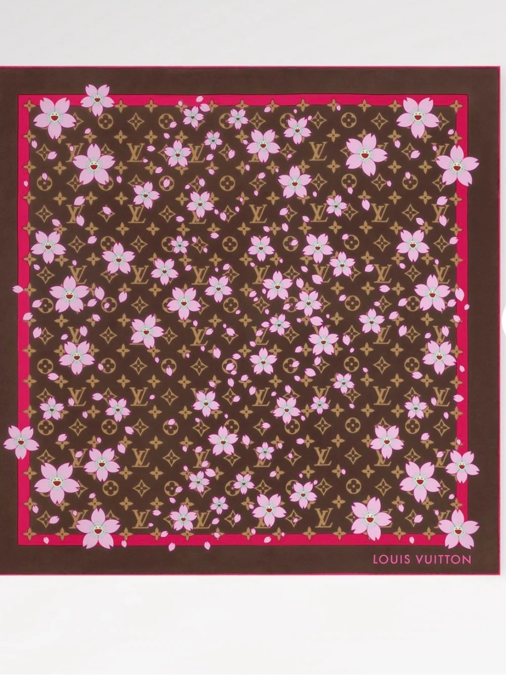 Louis Vuitton × Takashi Murakami Cherry Blossom Handkerchief Scarf Sakura NO BOX